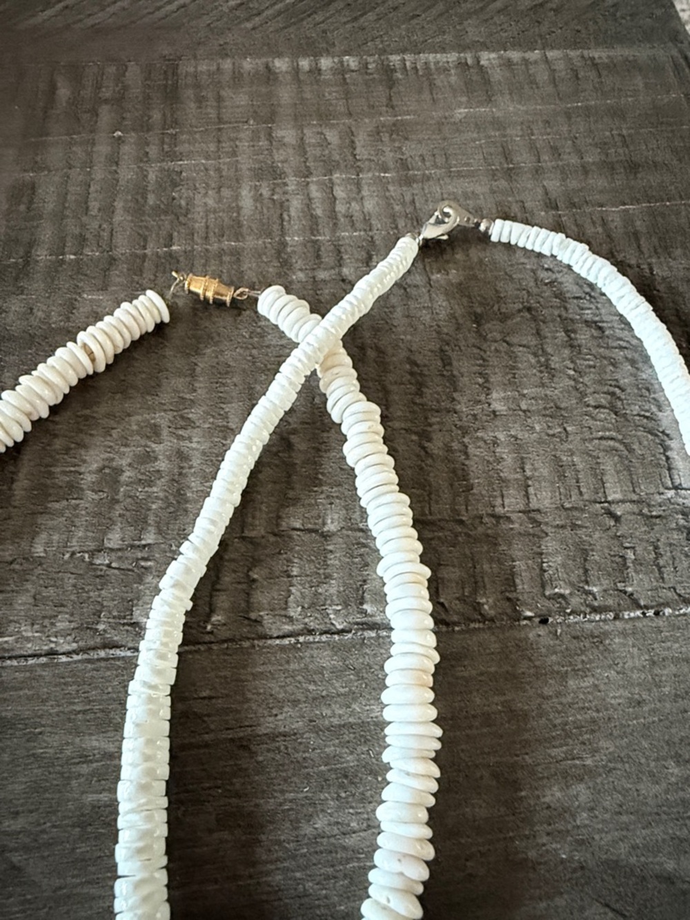 White Bead Necklace with Turquoise Accents and Shark Tooth Pendant - Picture 4 of 5